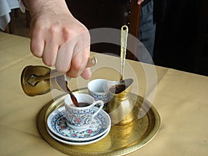 Preparation for Turkish coffee