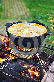 Preparation of the Uzbek pilaf