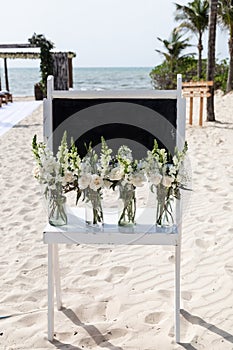 Preparation for wedding in Mexico. Board for wedding.