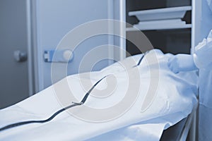Preparations for autopsy, medical background photo
