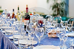 The preparations for the Banquet or buffet. A gala reception. Catering