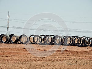 preparations of large water pipe parts in place in Suez Cairo highway road, sanitation pipes, improvement of infrastructure and