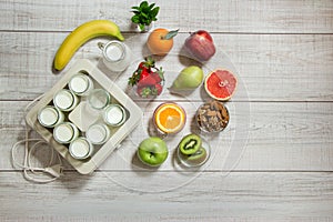 Preparations for making yogurt and ingredients.