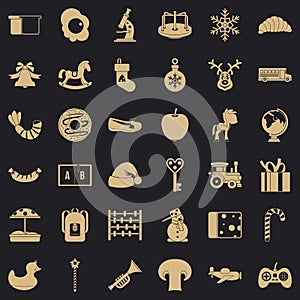 Preparatory class icons set, simple style