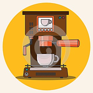 Prepare coffee machine for make coffee by barista