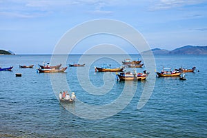 Prepare for fishing in Nha Trang beach, Khanh Hoa, Vietnam