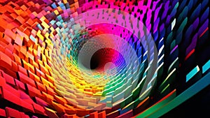 Prepare to be amazed as you embark on a mesmerizing journey through a vibrant rainbow colored tunnel, Rapidly shifting prismatic