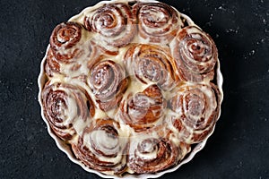 Prepared Cakes in Round Baking Dish Flat Lay Photo