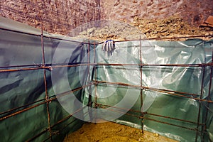 Prepared for concrete pouring framework of bars