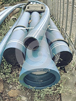 Prepared dedicated plastic blue Pipe with rubbery sealing inside