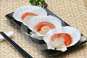 Prepared and delicious scallop sushi