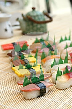 Prepared and delicious sushi