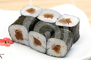 Prepared and delicious sushi maki