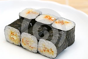 Prepared and delicious sushi maki