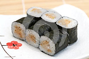 Prepared and delicious sushi maki