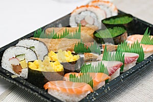 Prepared and delicious sushi taken in studio