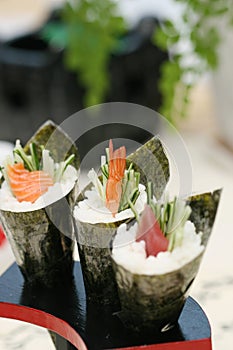 Prepared and delicious sushi taken in studio