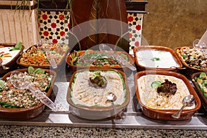 Prepared food in hotel restaurant