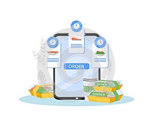 Prepared food scheduled delivery service flat concept vector illustration