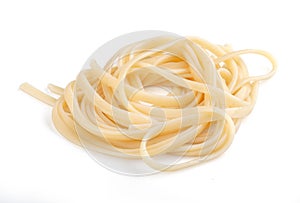 Prepared pasta on the white