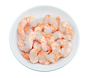 Prepared shrimp in a bowl isolated photo