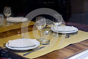 Prepared table of a restaurant