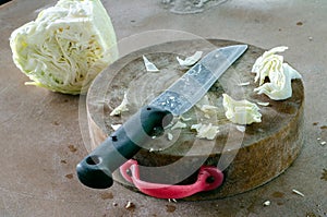 Prepared vegetable on the trencher.