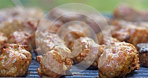 Preparing Barbecue With Pork Meat Rolls And Stakes