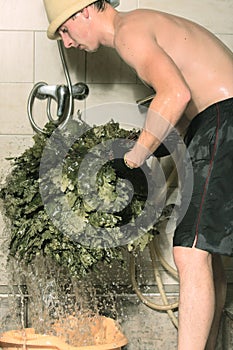 Preparing bath besom