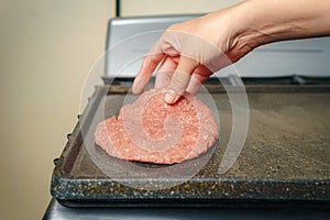 Preparing beef for grilled hamburger, BBQ beef