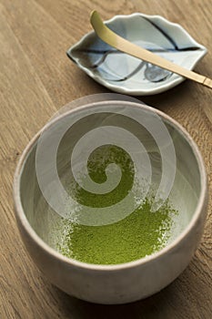 Preparing a bowl of matcha tea