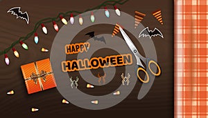 Preparing for the celebration of Halloween. Vector illustration