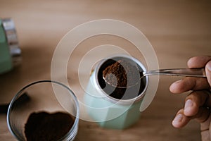 Preparing Coffee In A Moka Pot