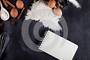 Preparing cookies from eggs, flour, cinnamon and anise