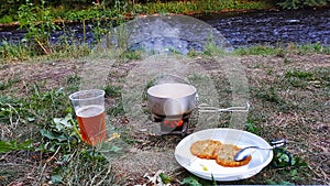 Dinner on a camp site