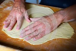 Preparing dough for noodles, dumplings