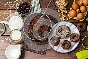 Preparing doughnuts at home