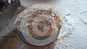 Preparing flour on the table