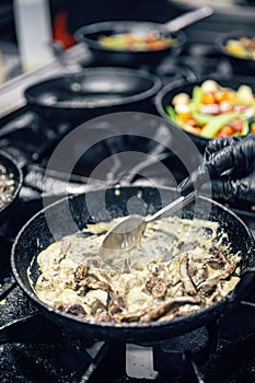 Preparing food in the kitchen