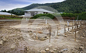Preparing a building site doing the foundations