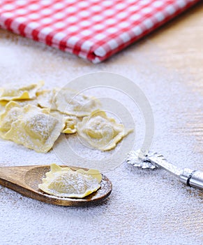 Preparing fresh ravioli.