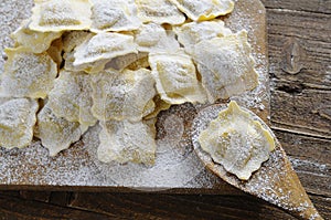 Preparing fresh ravioli.