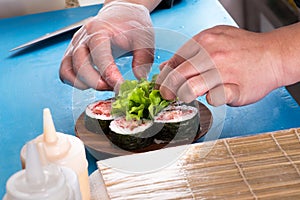 Preparing of Futomaki dish