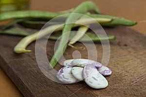 Preparing green beans for cooking photo