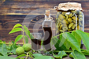 Preparing green walnut liqueur