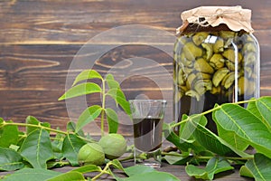 Preparing green walnut liqueur