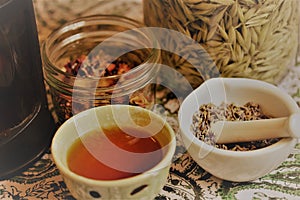 Preparing herbal teas photo