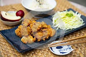 Preparing Karaage Chicken in Tokyo.