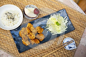 Preparing Karaage Chicken in Tokyo.