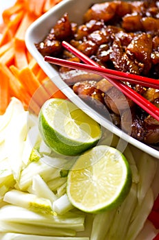 Preparing Korean food